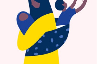 Woman holding two children