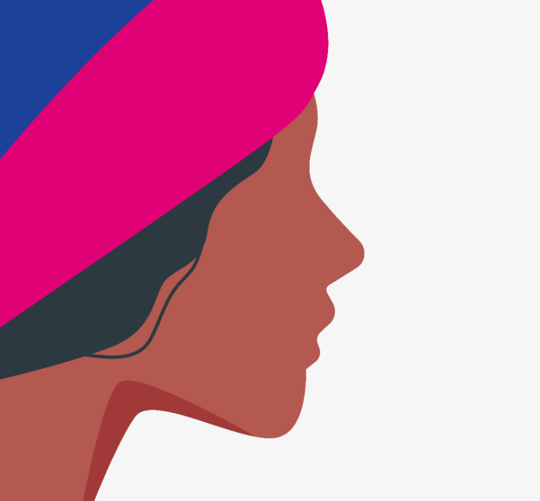 Illustration of woman in profile with play button for ESG strategy video
