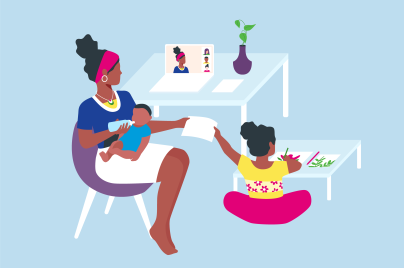 Mother multitasking
