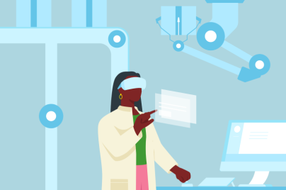 illustration of woman in science lab