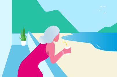 illustration of woman overlooking a body of water
