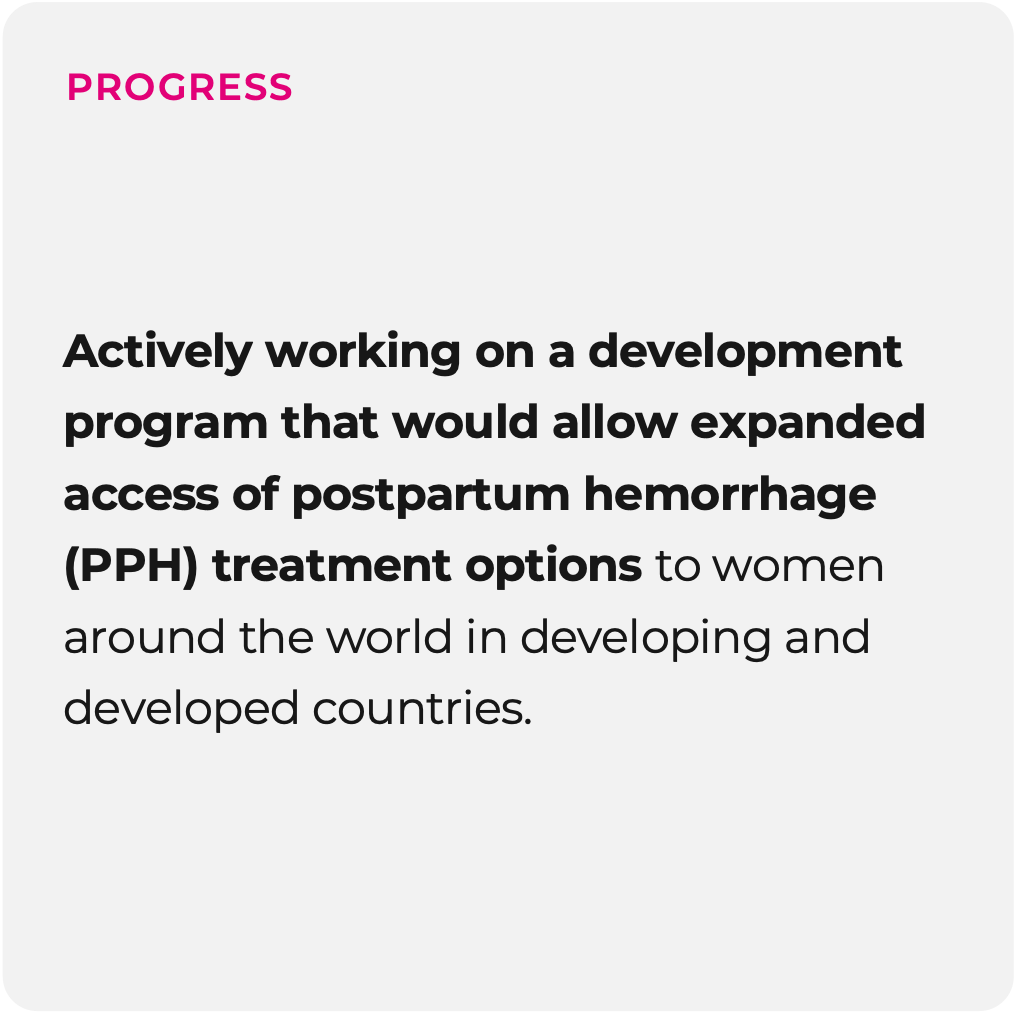 Progress graphic on postpartum hemorrhage goal