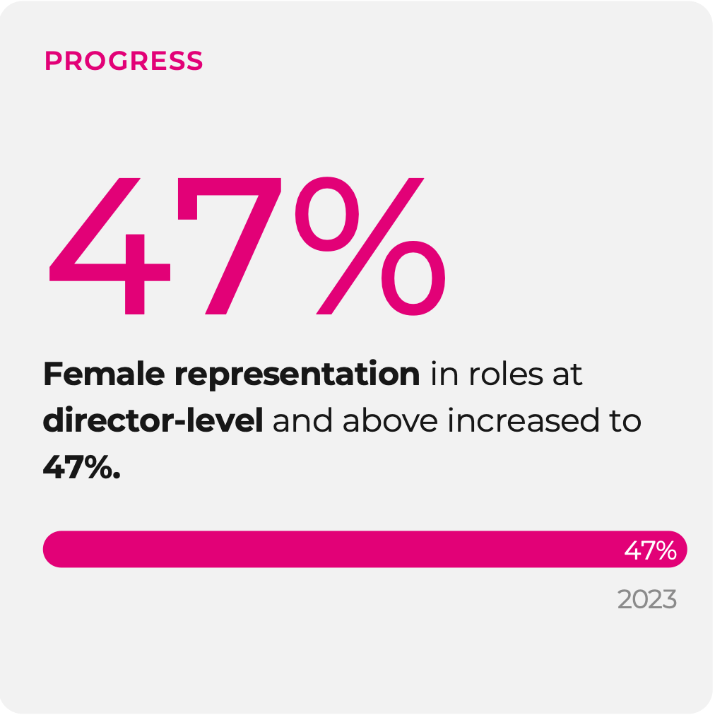 Graphic representing percentage of females at director level roles and above