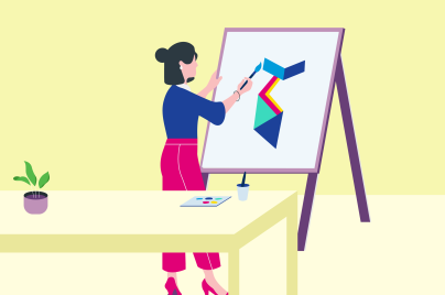 Jeune femme en flat peignant un tableau