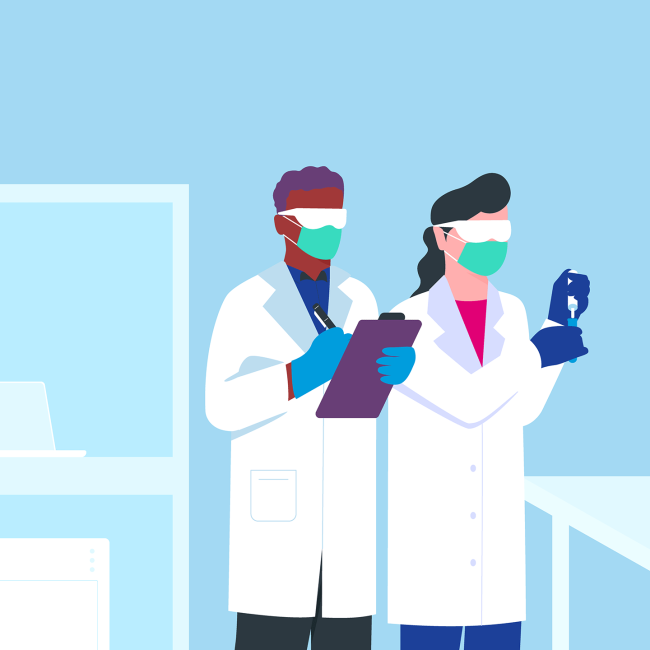 Illustration en flat de chercheurs scientifiques