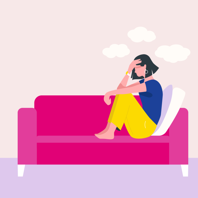 Illustration d'une jeune femme ayant une migraine