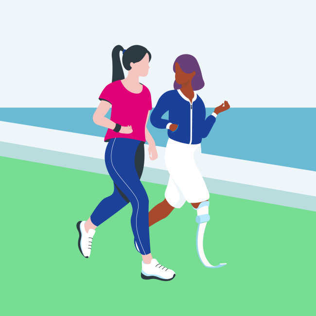 Illustration de deux jeunes femmes faisant du jogging