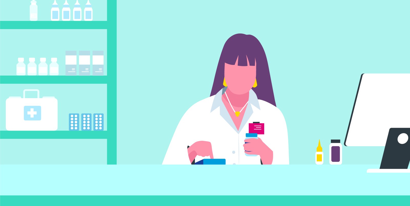 Illustration einer Apothekerin