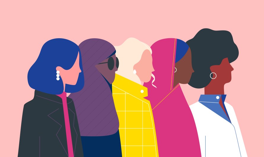 Organon Illustration von fünf Frauen unterschiedlicher Nationalitäten