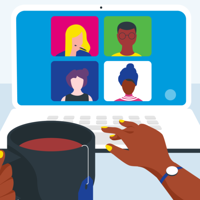 Organon Illustration einer Videokonferenz