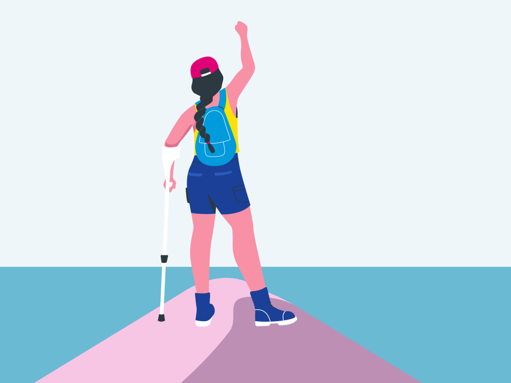 Illustration of woman climbing a mountain