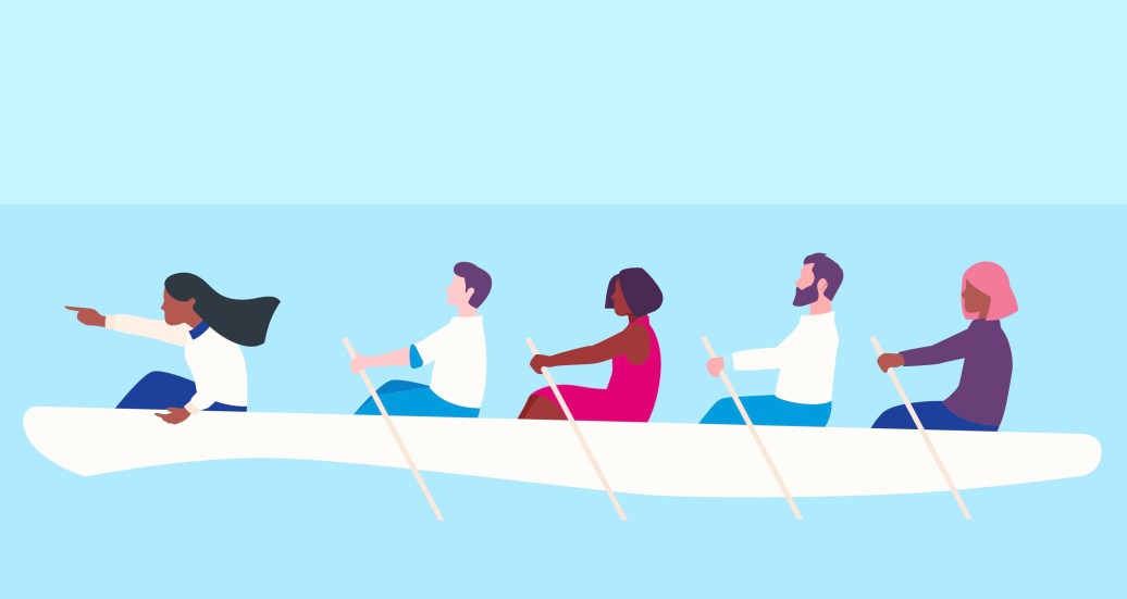 Illustration of a rowing team