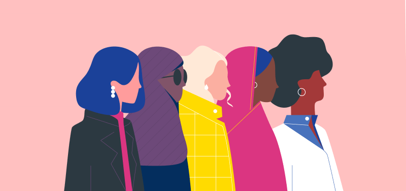 Illustration of five women leaders