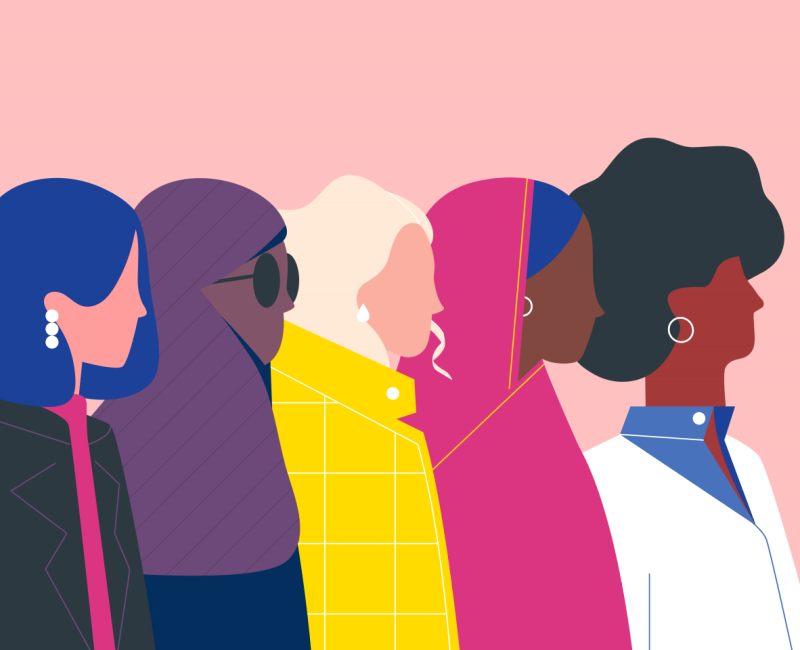 Illustration of five women leaders