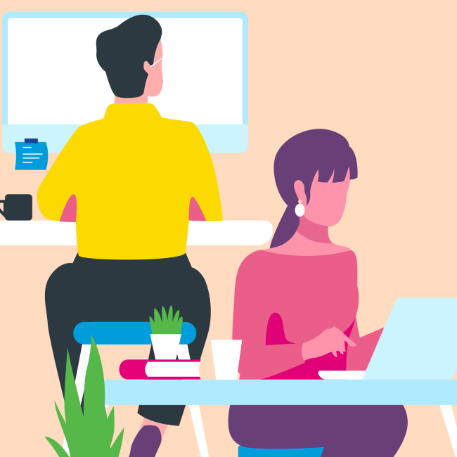 Individuals at computers