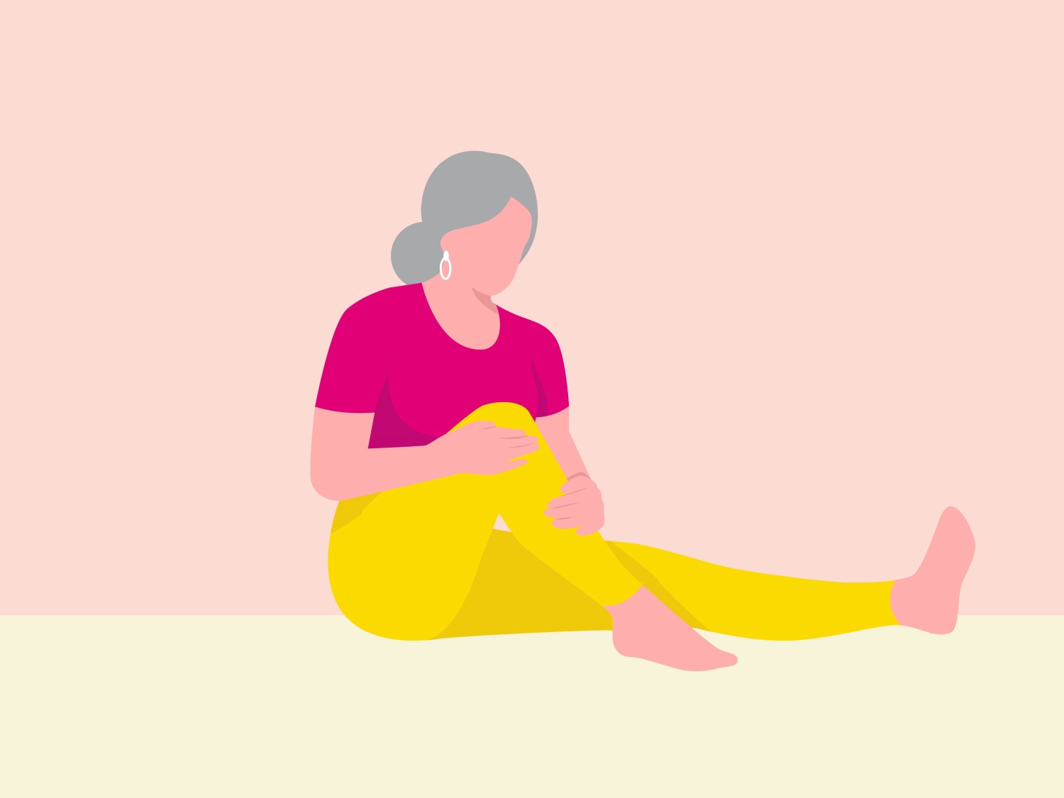 Illustration of woman with osteoporosis pain holding knee